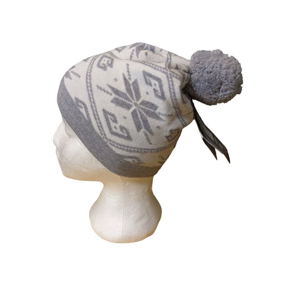 Louis Garneau Merino Wool Blend Hat Beanie NEW Nordic Sport Cap White Gray Pom